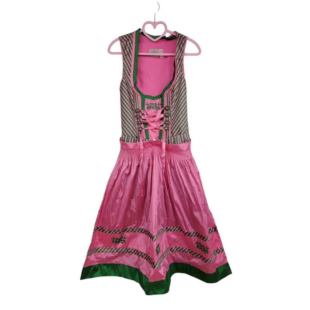 Landhaus C&A Dirndl Dress EUR 36 Pink Green Floral Apron Oktoberfest Bavarian